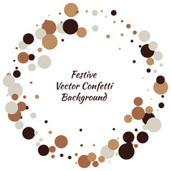 Festive color round confetti background. Square frame confetti texture for holiday, postcard, poster, website, carnivals, birthday and children's parties. Cover confetti mock-up. Wedding card layout