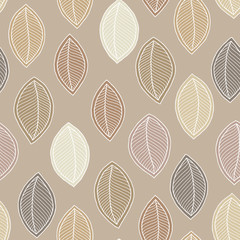 Soft seamless pattern of leaves.