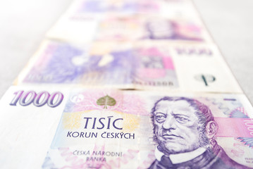 Czech money, paper banknotes, thousands of crowns
