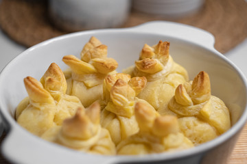 baking pastry stuffed in a pan