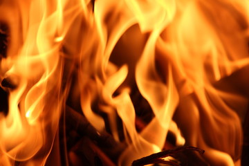 fire in fireplace
