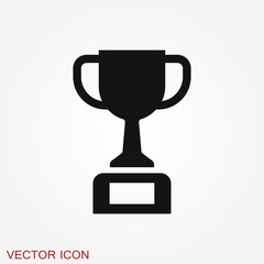 Trophy cup icon. Sport competition silhouette symbol.