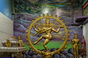 Colourful statues of Hindu religious deities adorning at Sri Veeramakaliamman Temple