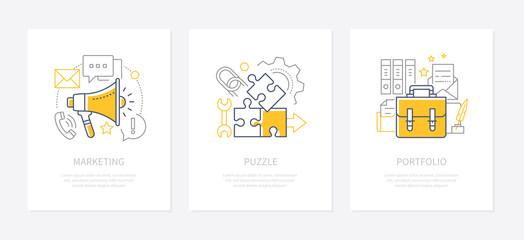 Company strategy - line design style icons set