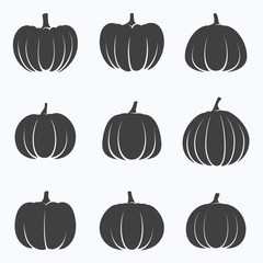 Set of halloween pumpkin on white background, vector illustration