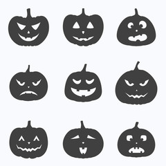 Set of halloween pumpkin on white background, vector illustration