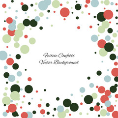Festive color round confetti background. Square frame confetti texture for holiday, postcard, poster, website, carnivals, birthday and children's parties. Cover confetti mock-up. Wedding card layout