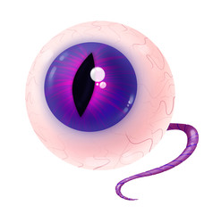 Eye with nerve. Vessels. The pupil like