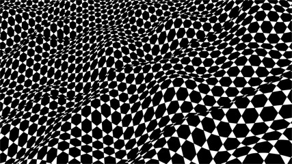 Optical illusion wave. Abstract Geometric Pattern. Design Print Hexagonal Pattern. Dynamic Tech Wallpaper. Vector illustration.