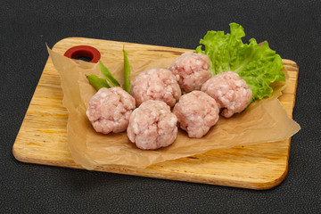 Homemade raw pork minced meatball for cooking
