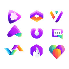 bundle colorful logo design vector illustration