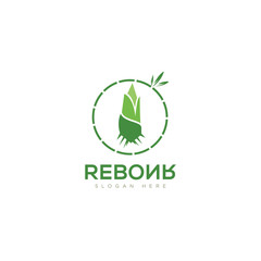 Logo reborn, by reversing letters for bamboo sprout vector 