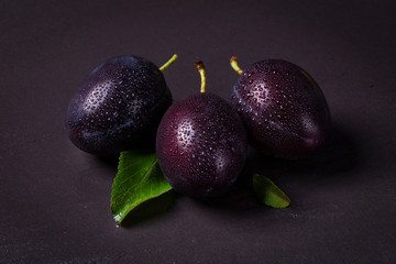 plums on black background 02