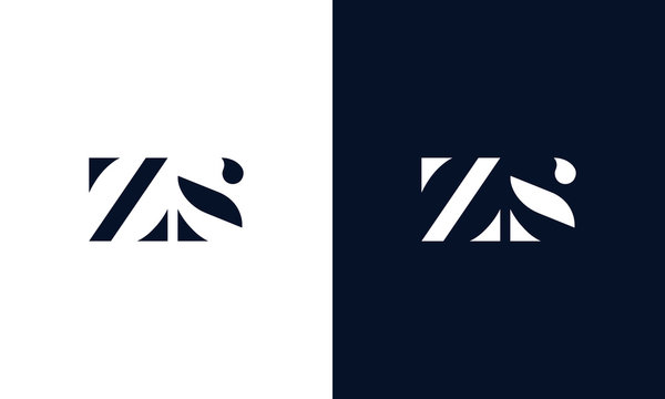 Minimalist abstract letter ZS logo. This logo icon incorporate with two abstract shape in the creative way.