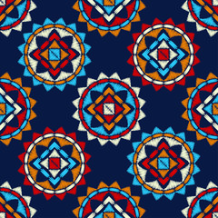 Fototapeta premium Polka dots seamless pattern. Mosaic of ethnic figures. Patterned texture. Geometric background. Can be used for wallpaper, textile, invitation card, wrapping, web page background.