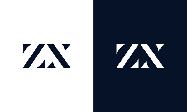 Minimalist abstract letter ZX logo. This logo icon incorporate with two abstract shape in the creative way.