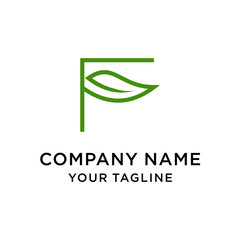Initial letter F leaf logo design template