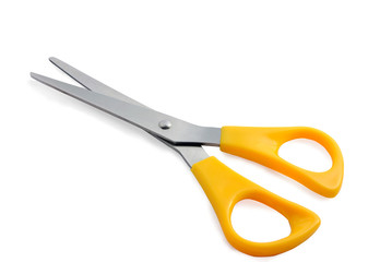 yellow scissors isolated on white background