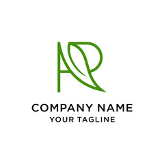 Initial letter R leaf logo design template