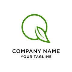 Initial letter Q leaf logo design template