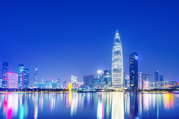 Shenzhen City Skyline and Nightscape of Architectural Landscape