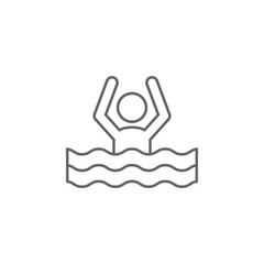 Drowning man icon. Element of swimming poll thin line icon