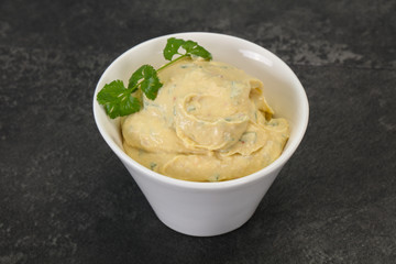 Hummus snack with olive oil