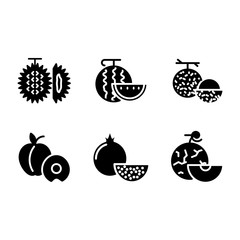 Fruit icon set include fruit, food, healthy food, waermelon, rambutan, peach, pomegranate, melon