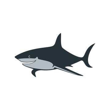 The shark is smiling. Abstract concept, icon. Vector illustration on white background.
