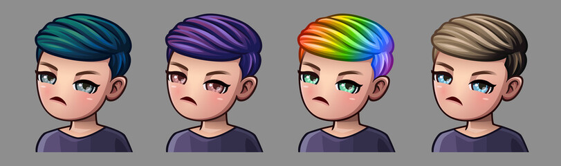 Emotion icons suspicious boy for social networks and stickers. Vector illustration