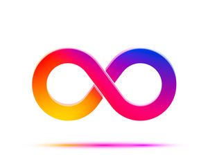 Infinity symbol with color gradient, design element.