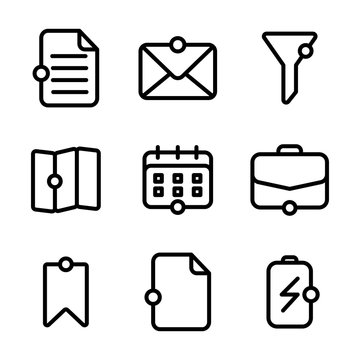 User interface icon including document, file, data, arsip, mail, message, ui, user, filter, funnel, sort, direction, gps, map, navigation, appointment, calendar, date, schedule, bag, briefcase