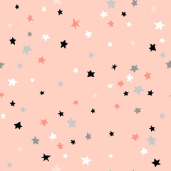 Seamless abstract pattern with stars. Creative kids texture for fabric, wrapping, textile, wallpaper, apparel. Vector illustration