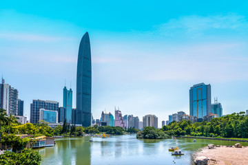Shenzhen City Skyline and Office Building Architectural Landscape