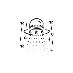 Ufo flaying saucer icon. Element of space hand drawn icon