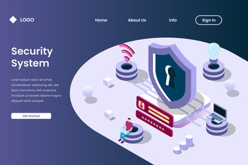 virtual database security system in 3d isometric illustration style