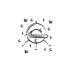 Fototapeta premium Ufo flaying saucer icon. Element of space hand drawn icon