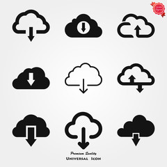 Cloud icon, outline and solid vector illustration