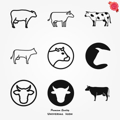Cow icon. High quality symbol of animal for web design