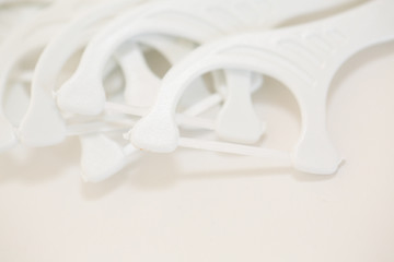 Dental floss on white background-Image