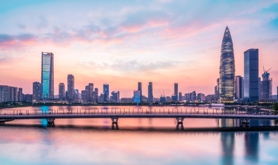 Fototapeta na wymiar Shenzhen City Skyline and Nightscape of Architectural Landscape
