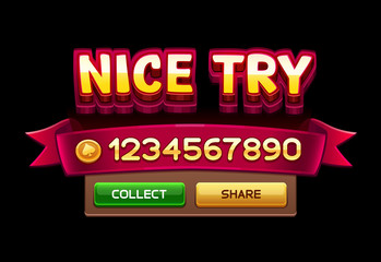 Nice try. Screen for game. Vector illustration