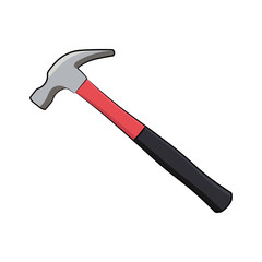 Hammer. Vector drawing. Side view. Isolated object on a white background. Isolate.