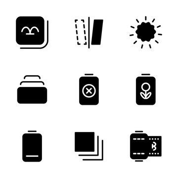Photo editor icon set include gallery, device, photos, set, camera, mirror, option, day, light, optional, photo set, galery, battery, cross, none, green, ecologic, charging