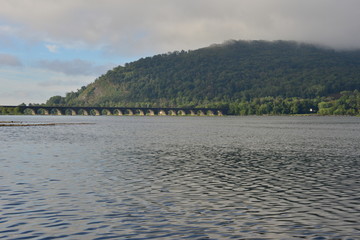 Railroad bridge going over the Susquehanna river in Harrisburg, Pennsylvania. 
