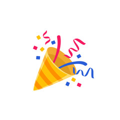 Party popper. Flat icon. Party confetti. Vector