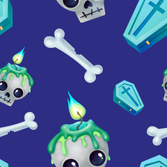 Seamless pattern for Halloween. Blue the coffin