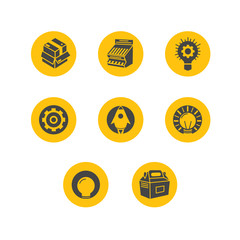 Display manufacturing and packaging icon set