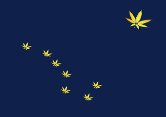 Flag of Alaska With Cannabis Leaf Stars