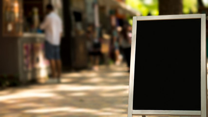 Close up of black chalk board for writing prices outdoor